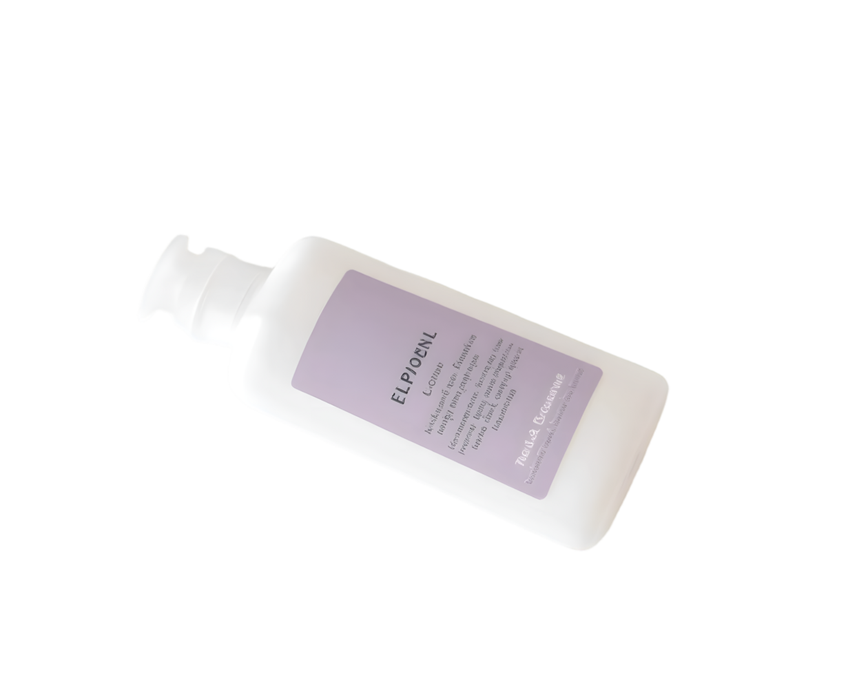 White cosmetic bottle with blank label isolated on transparent background png