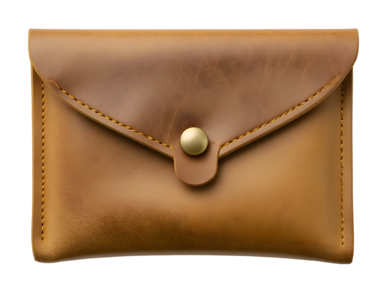Brown leather clutch bag isolated on transparent background png