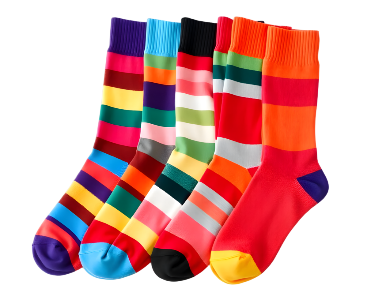 Pair of colorful socks isolated on transparent background png