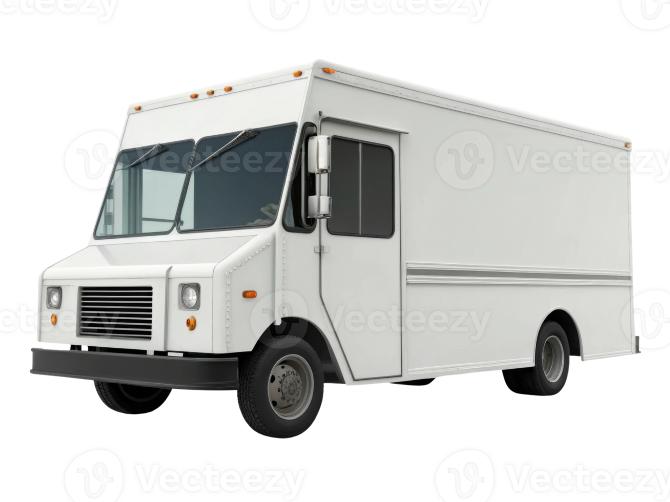 White delivery truck with simple design, ideal for transport and logistics png