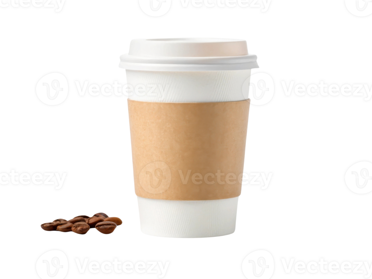 Take moment to enjoy warm beverage in disposable cup with coffee beans nearby png