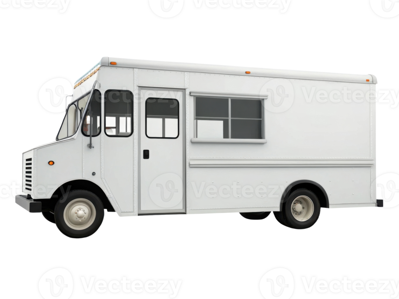 White food truck with empty exterior, ready for customization and branding png