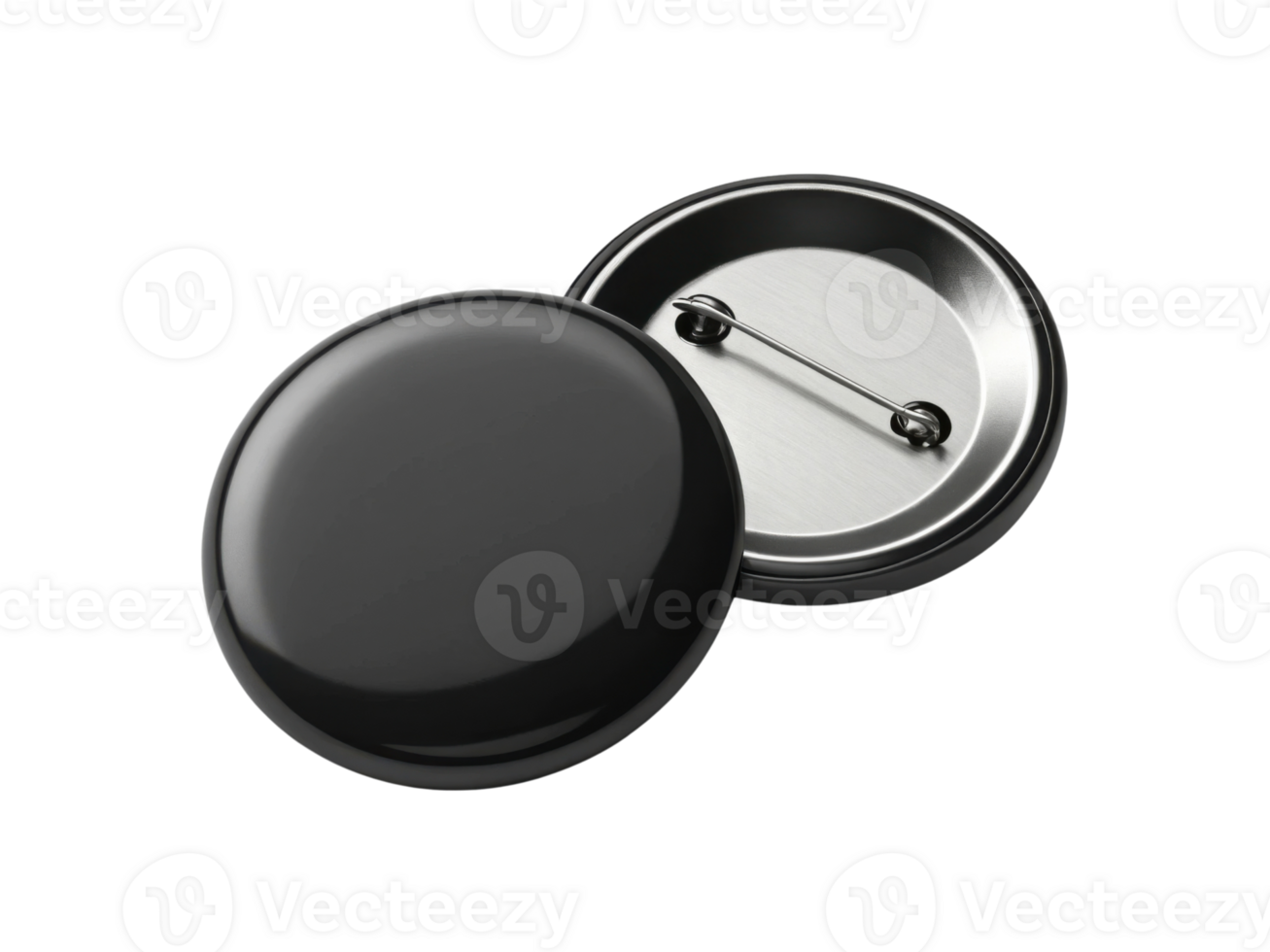 round black button badge with metal backing and pin. Ideal for customization and personal expression png