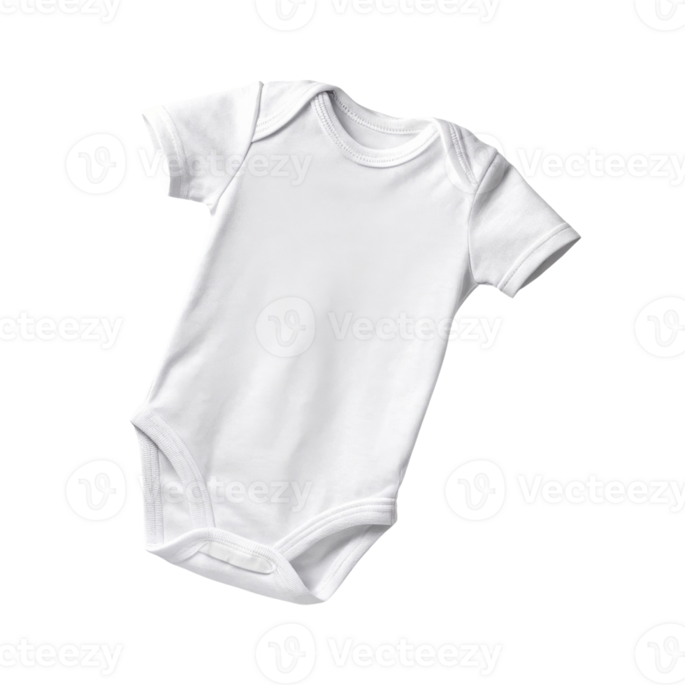 plain white baby onesie with short sleeves, perfect for infants. Ideal for customization or as gift png