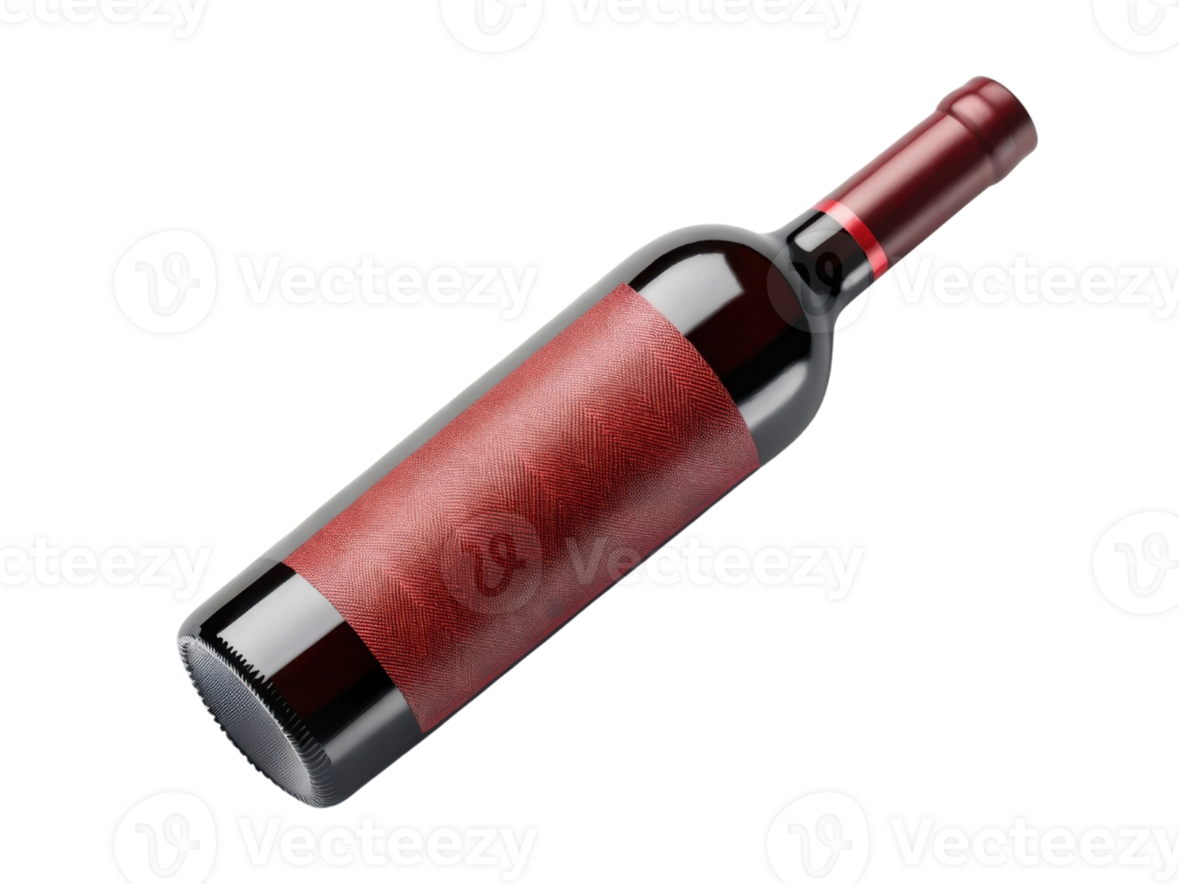 Red wine bottle with textured label, elegant design, isolated on white png