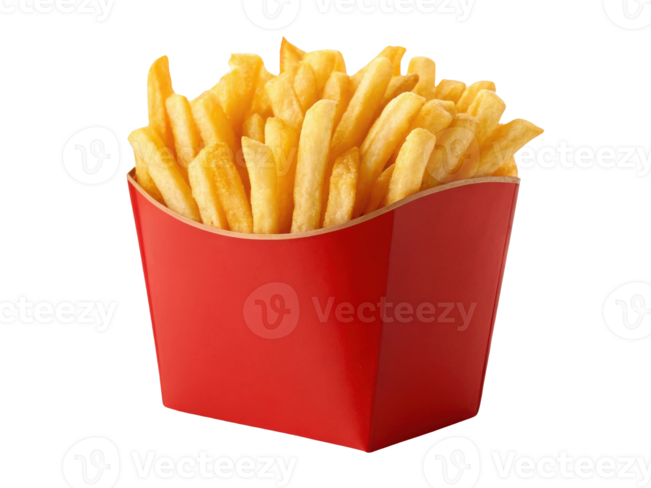 Crispy golden fries in red container, perfect for snacking or sharing png