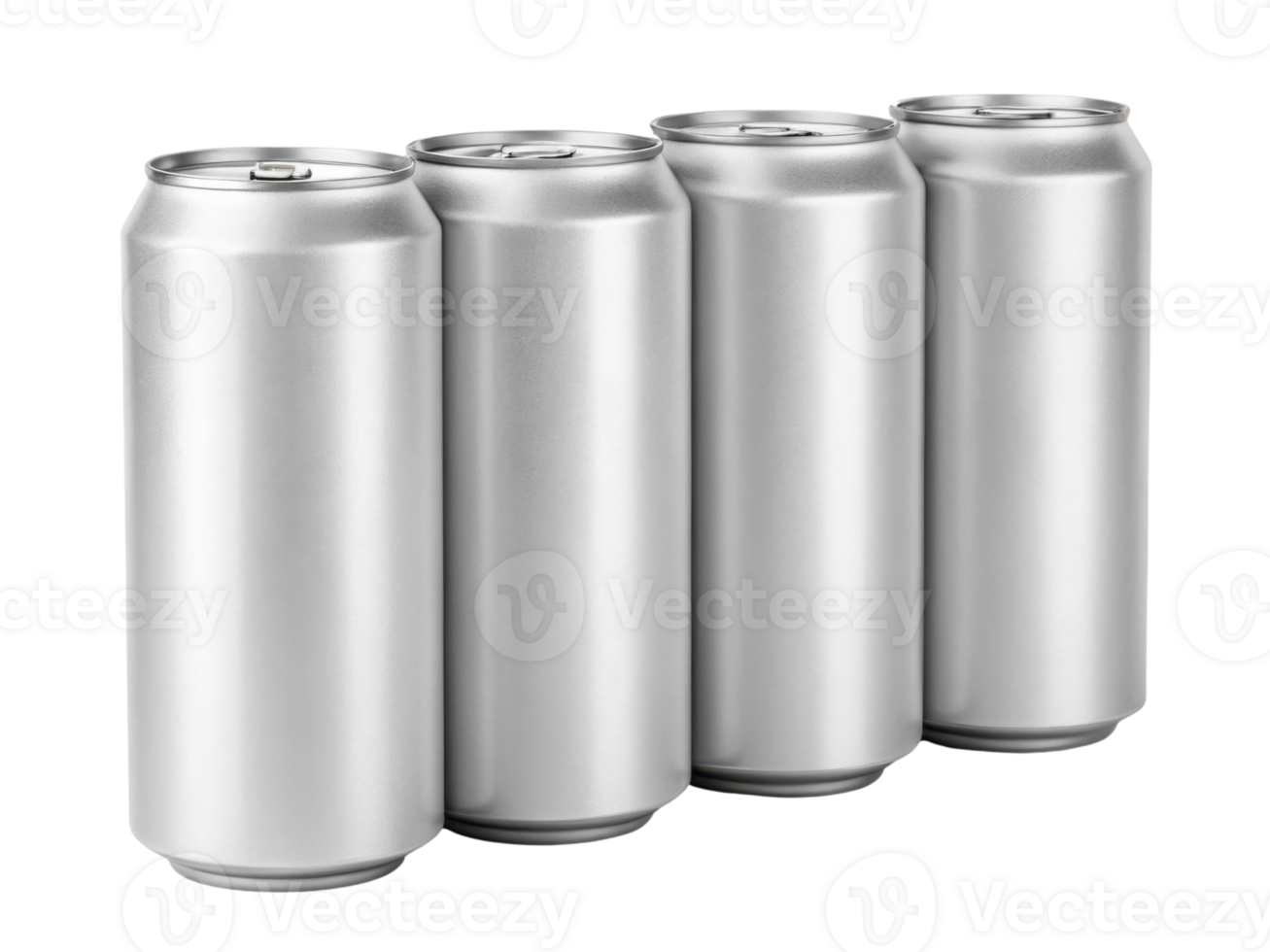 Sleek silver aluminum cans lined up, perfect for beverages or packaging png