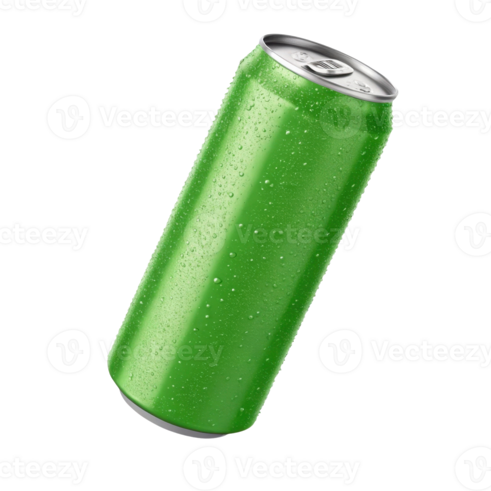 vibrant green soda can with condensation, showcasing freshness and thirst quenching appeal png