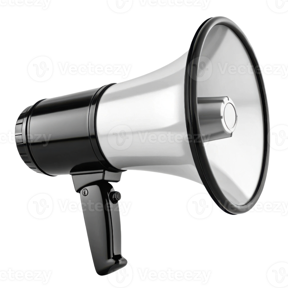 black and silver megaphone for announcements and events. Perfect for gatherings png