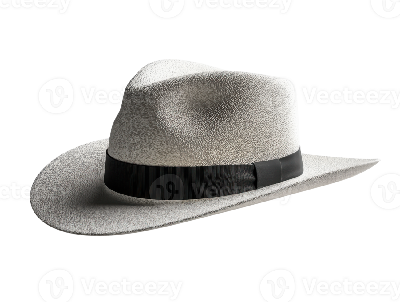 Stylish white cowboy hat with black band, perfect for outdoor adventures png