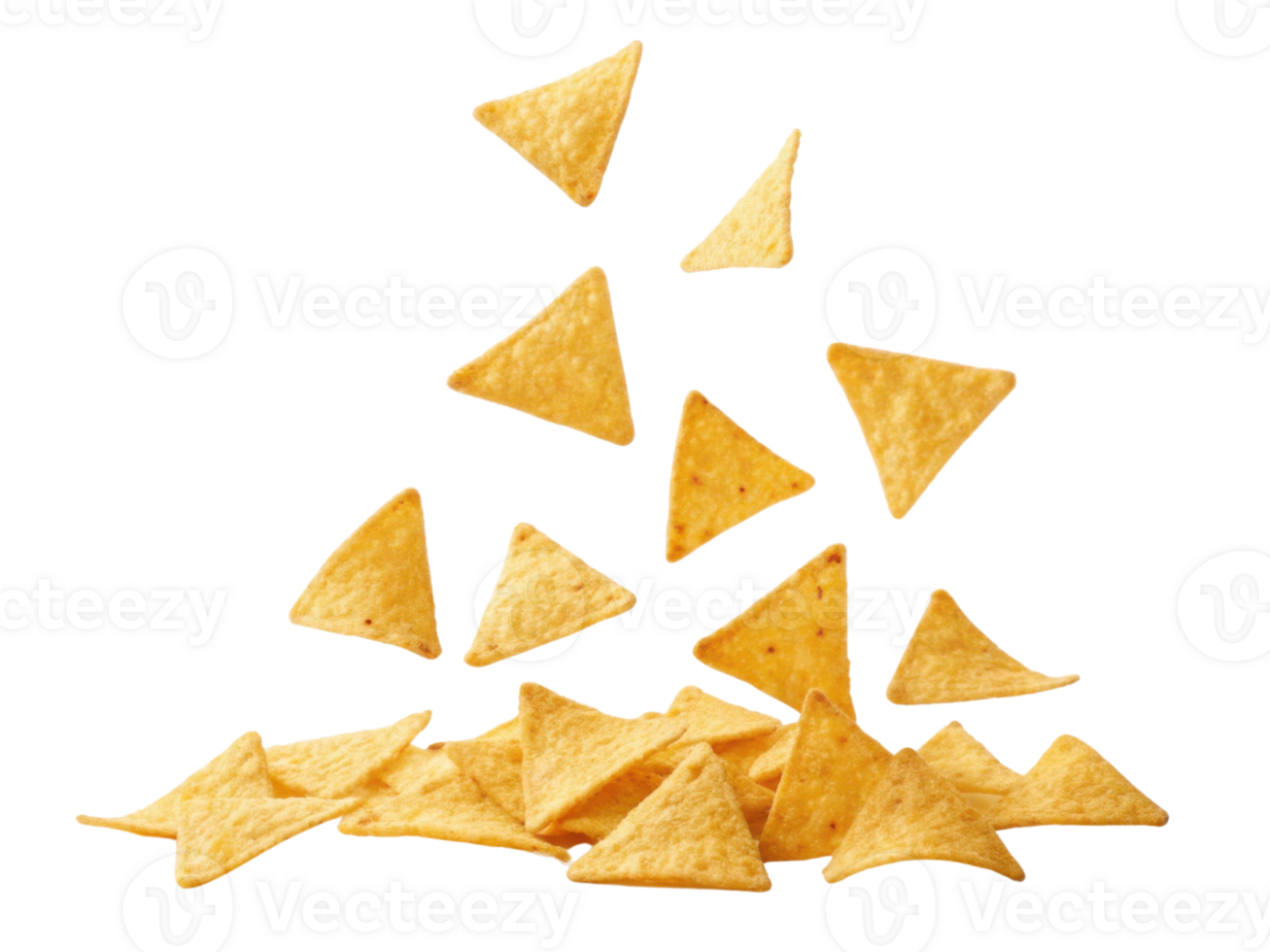 Crispy tortilla chips falling in dynamic motion, perfect for snacking png