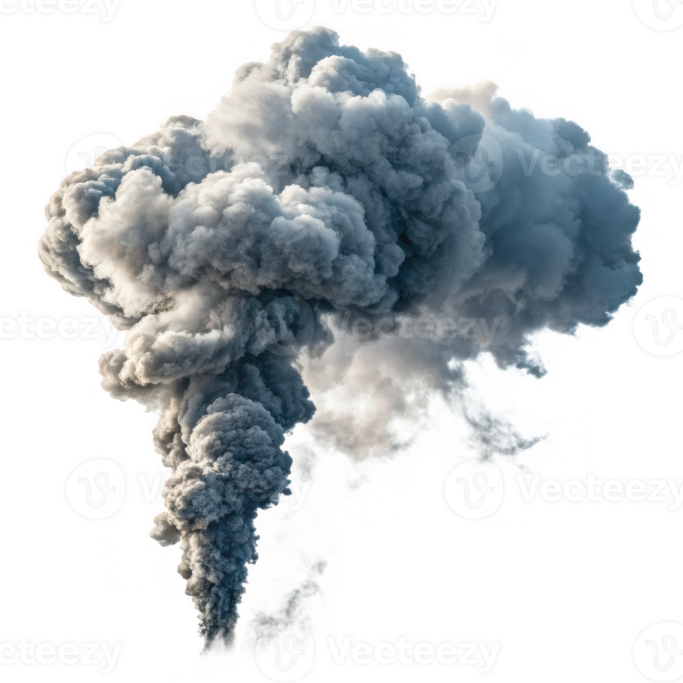 large smoke cloud billowing in air, isolated on transparency background, creates dramatic visual effect png