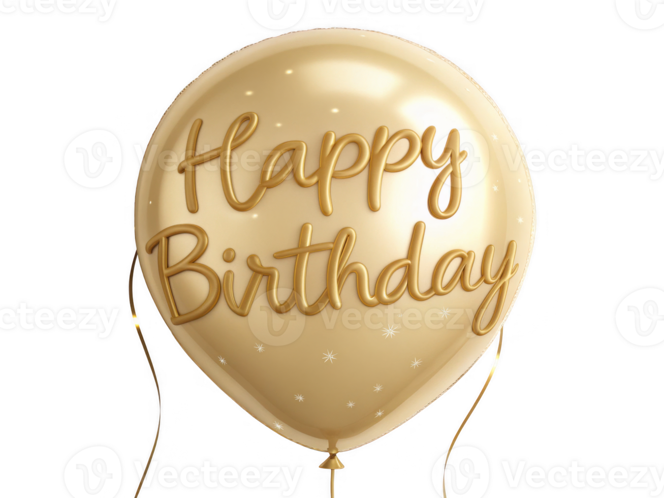 Golden balloon with Happy Birthday text, festive and cheerful png