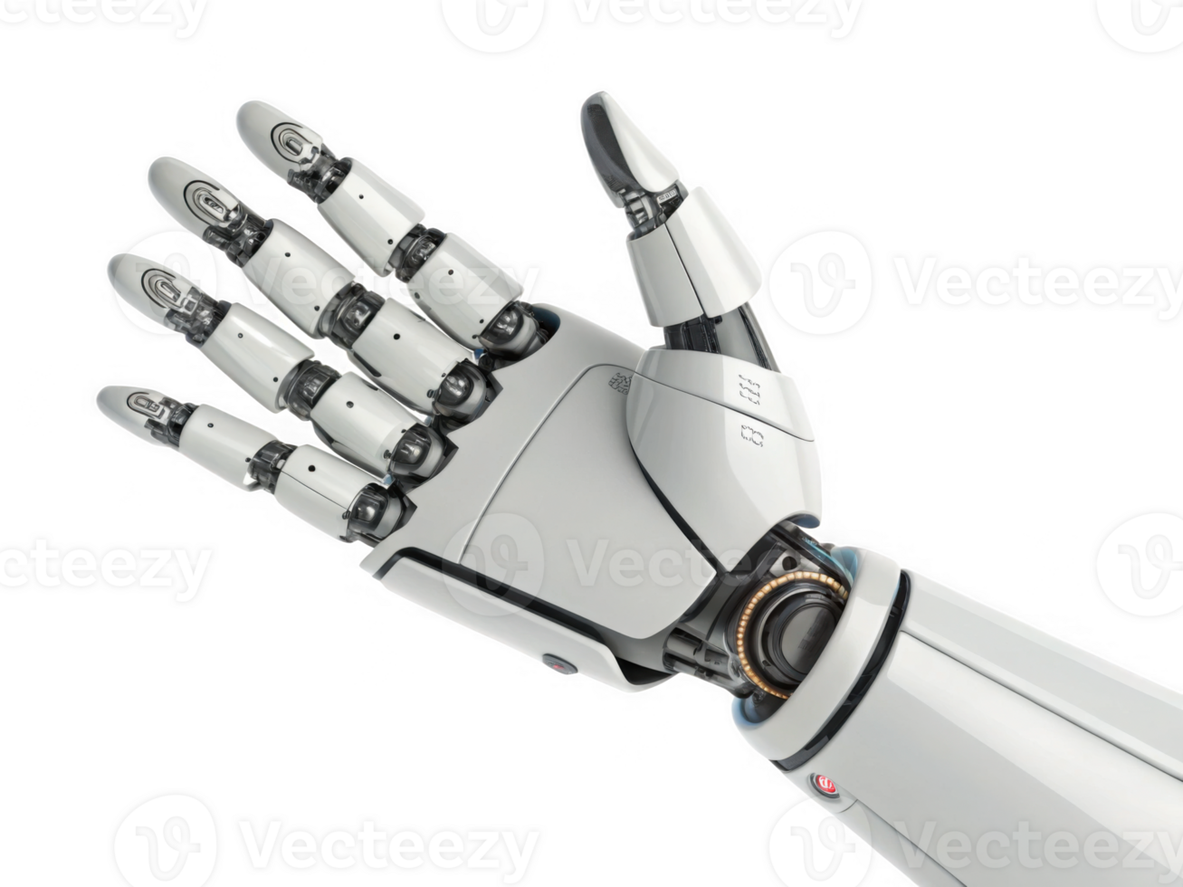 robotic hand with articulated fingers and advanced technology, isolated transparency background, showcases innovation and png