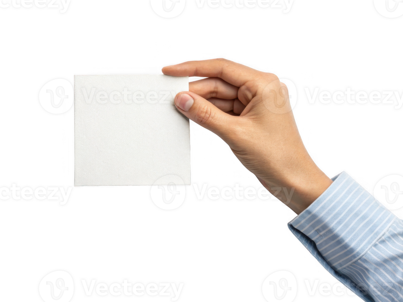hand holding blank square sheet of paper, ideal for mockups and designs png