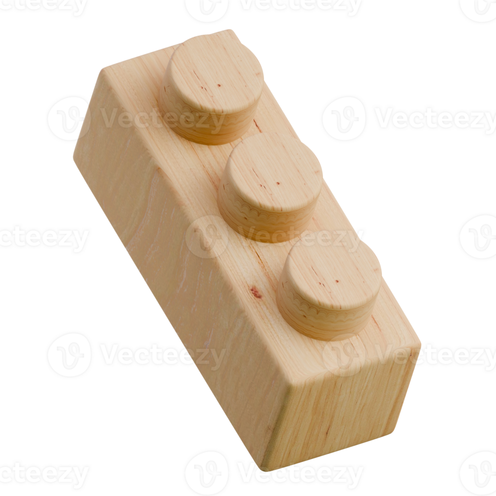 Rectangle with three button 3D Wooden Puzzle Block Icon png