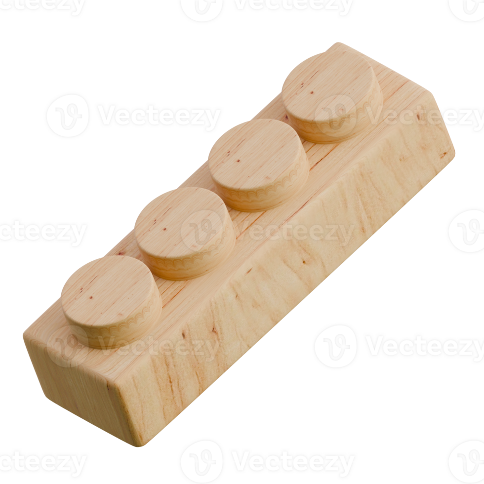 Four button hole rectangle 3D Wooden Puzzle Block Icon png