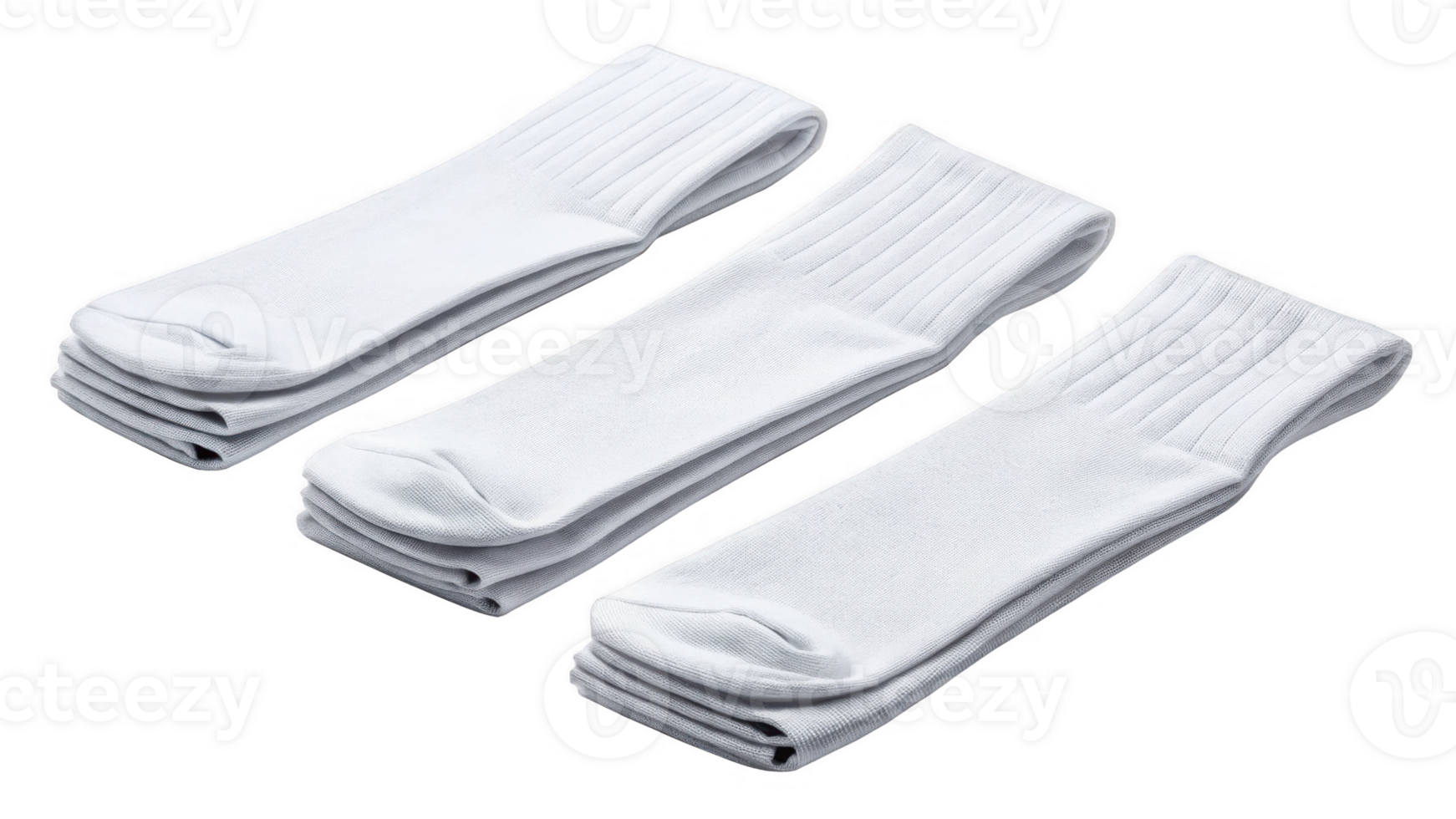 Set of 3 white long socks mockup, perfect for showcasing designs and styles png