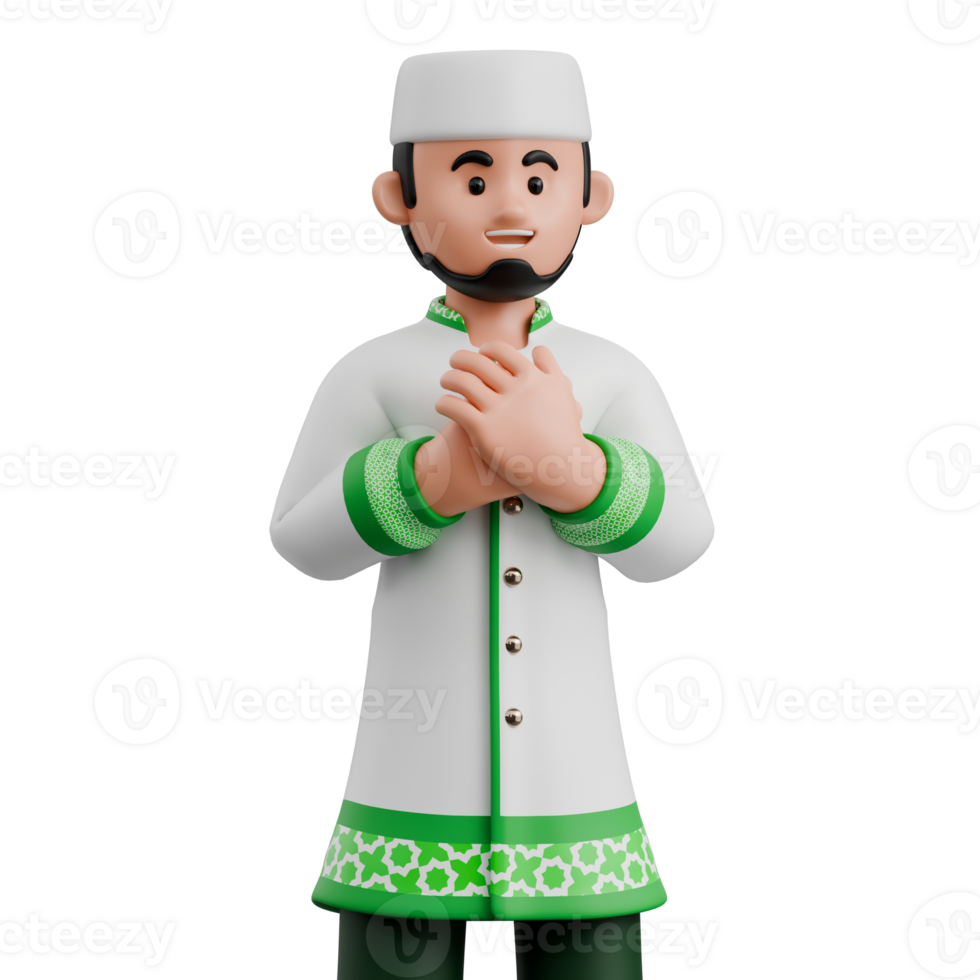 3D Muslim Man Smiling Grateful png