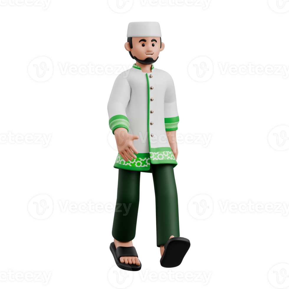3D Muslim Man Walking Casually png