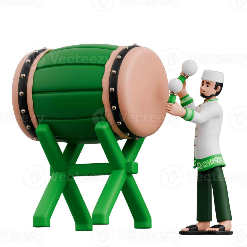 3D Muslim Man Beat the Bedug png