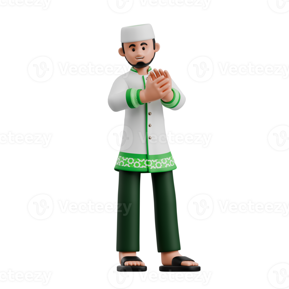 3D Muslim Man Clapping Hands png