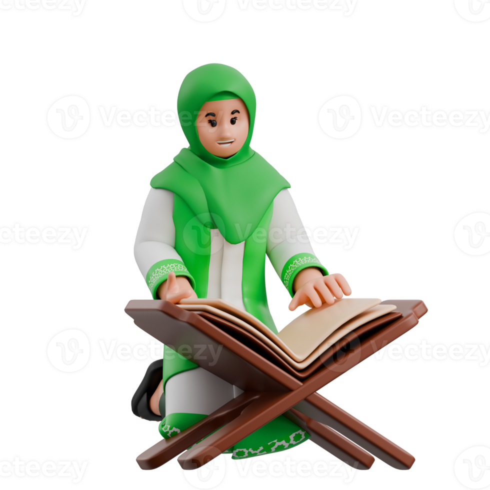 Muslim woman reading Quran png