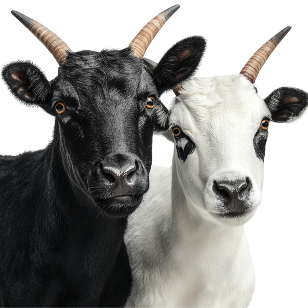 Black and White Goats Facing Camera png