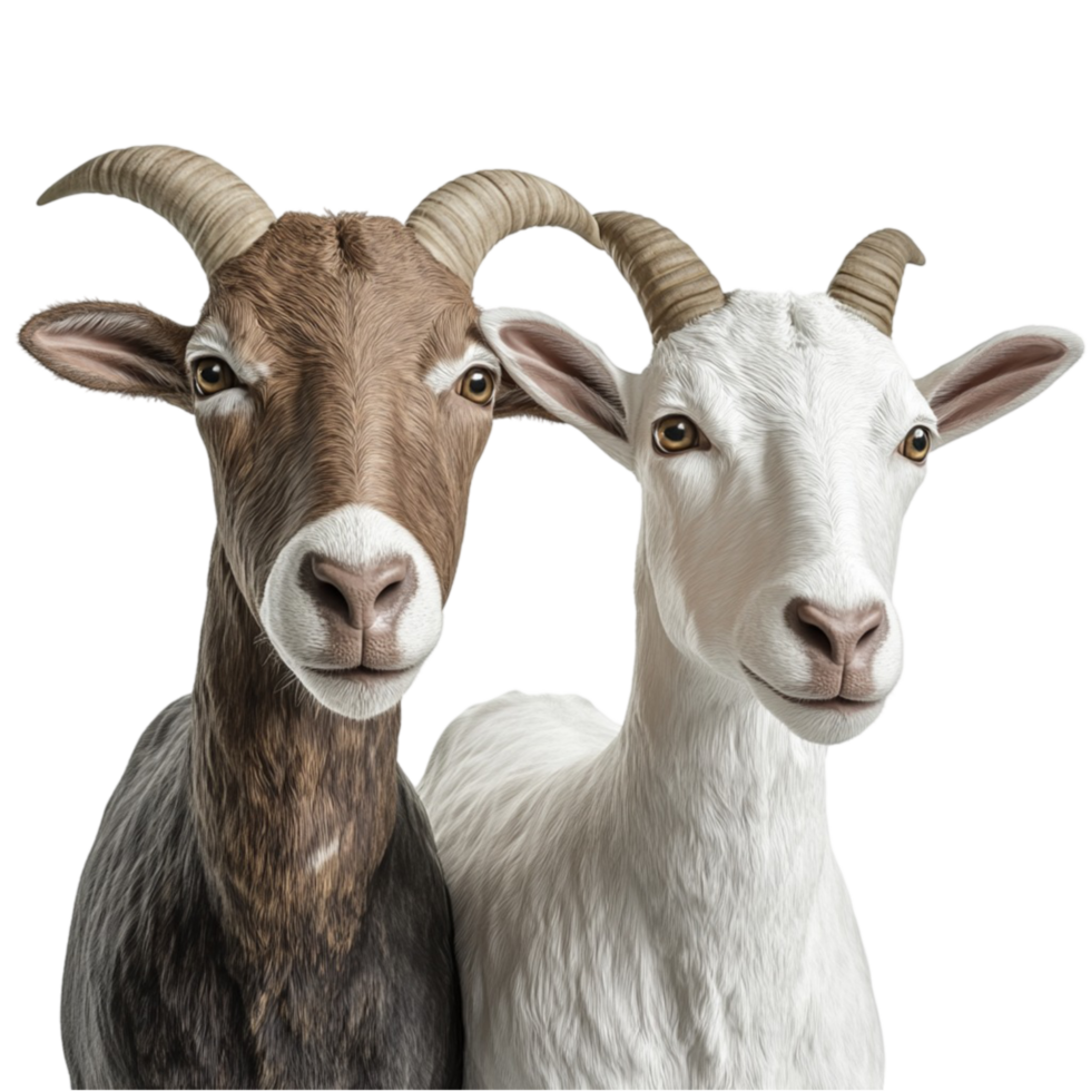 Two Brown and White Goats Standing Side by Side png