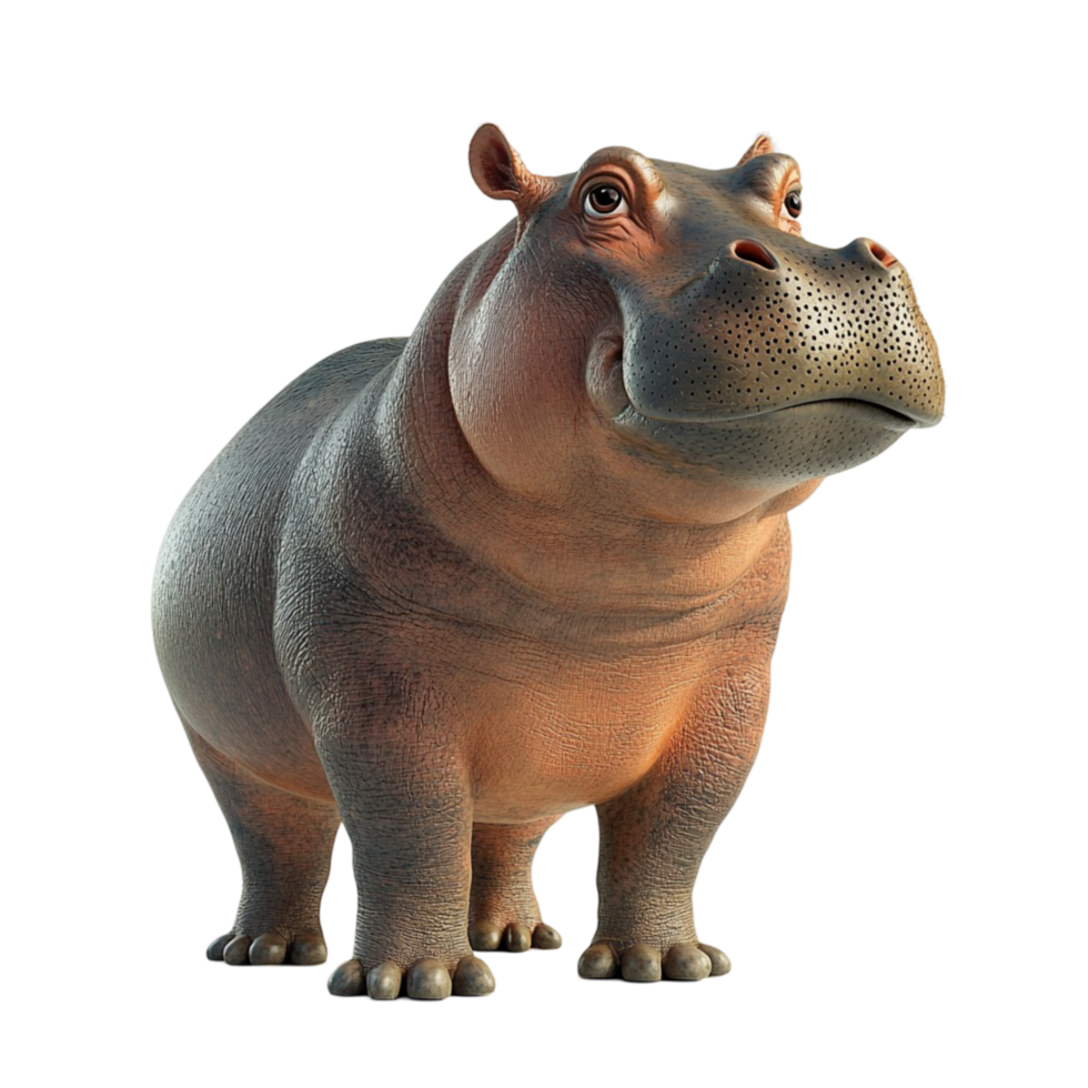 Realistic Hippopotamus Standing and Looking Forward png