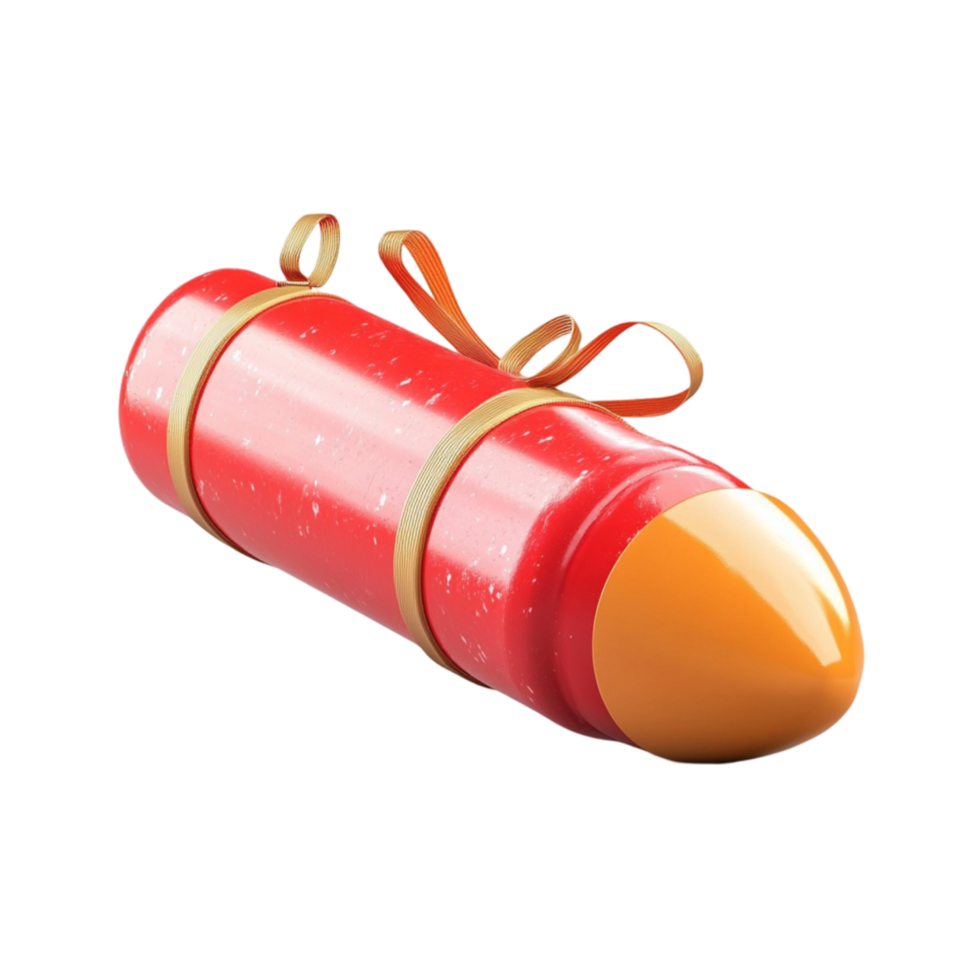 Red and Gold Firework Rocket 3D Illustration png