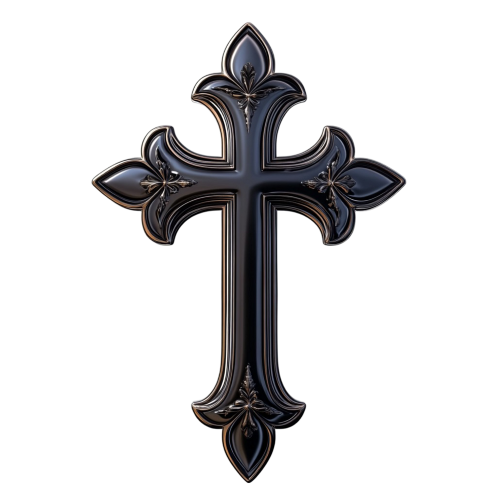 Ornate Black and Gold Cross png