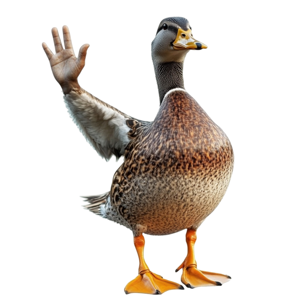 Waving Mallard Duck with a Friendly Expression png