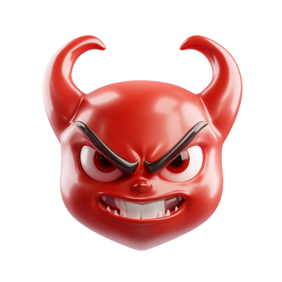 Red Devil Face with Sharp Teeth png