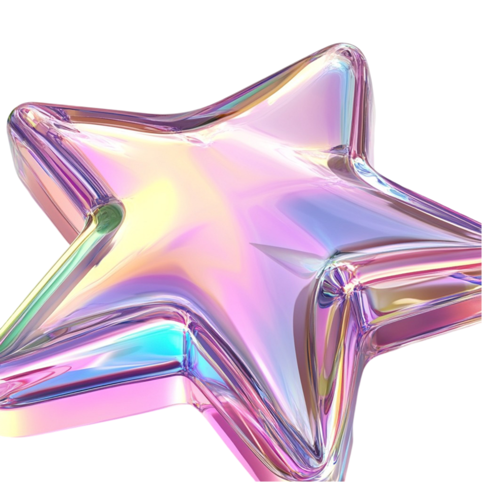 Shiny Iridescent Star Balloon with Reflection png
