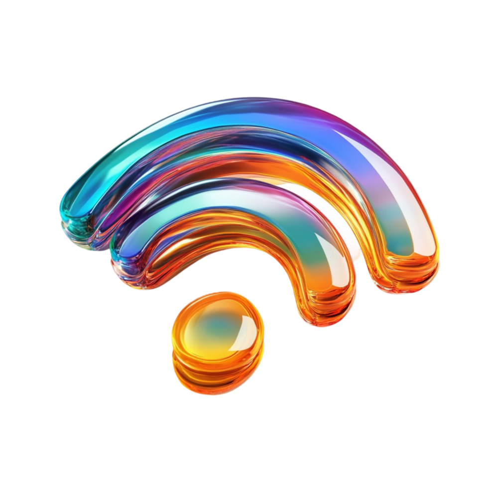 Rainbow Colored WiFi Symbol 3D Glossy Icon png