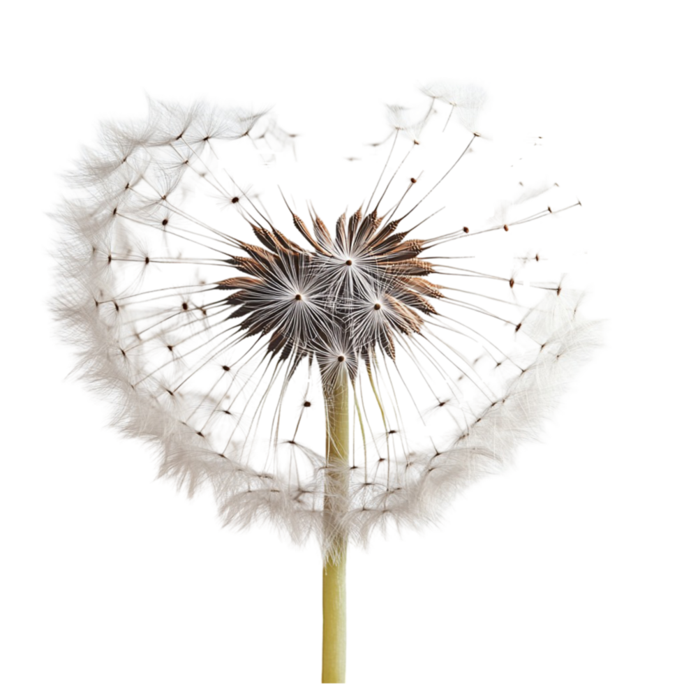 Dandelion Flower with Partially Blown Seeds png