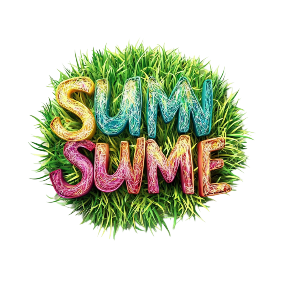 Colorful Grass Summer Text Design png