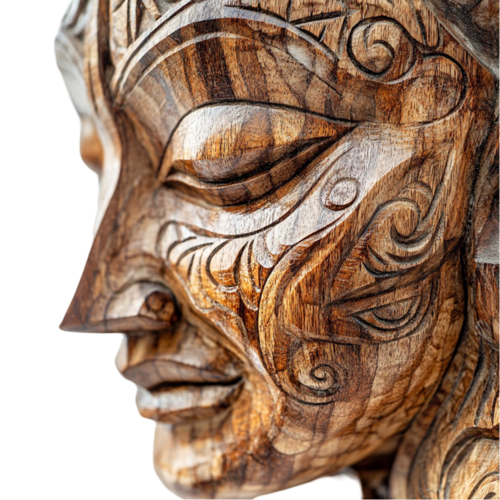 Wooden Carved Human Face Art png