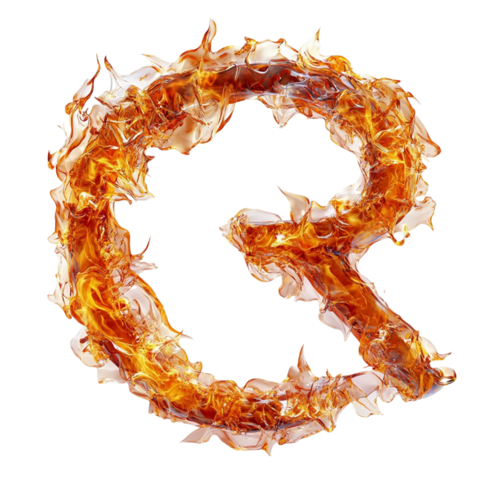 Blazing Letter R with Fire Effect png