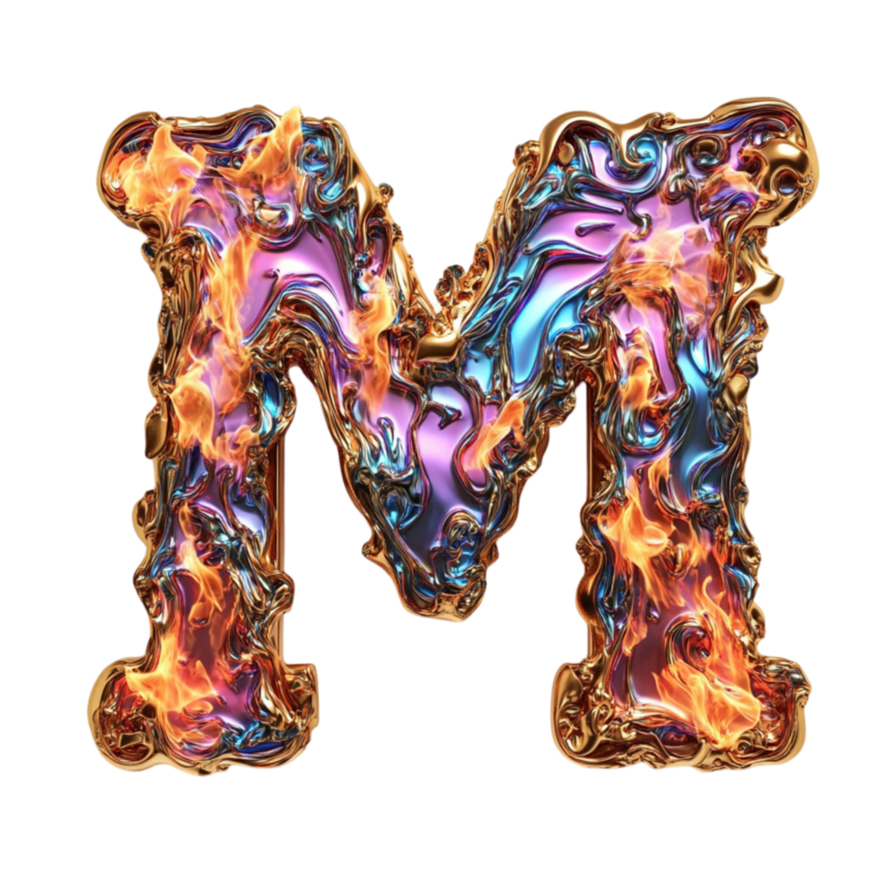 Colorful and Artistic Letter M in Mixed Texture png
