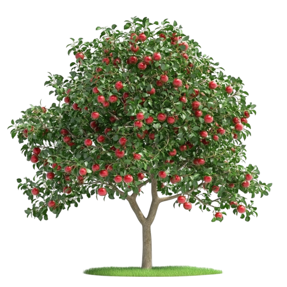 Lush Apple Tree with Ripe Red Apples png