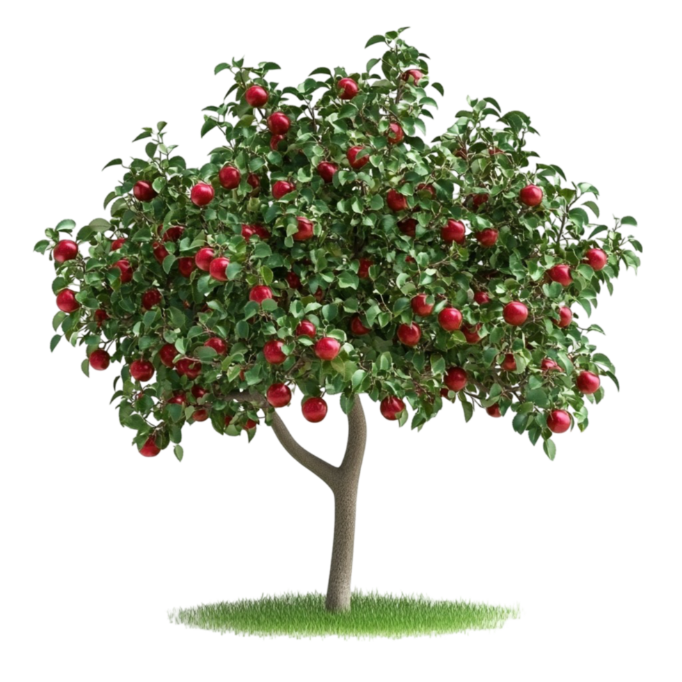 Lush Apple Tree with Red Fruits png