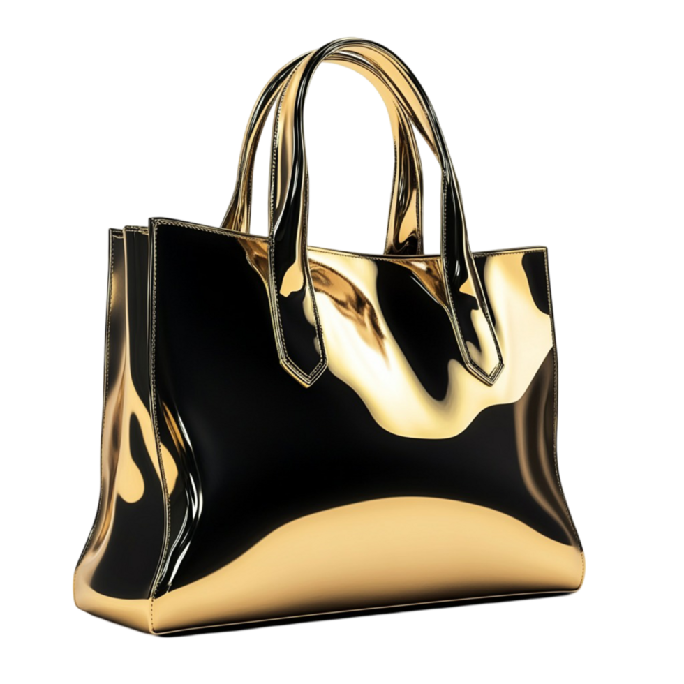 Shiny Gold Handbag with Elegant Design png
