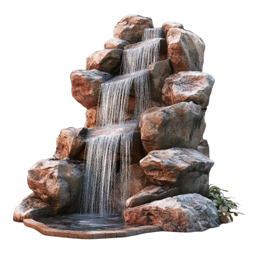 Cascading Waterfall Over Brown Rocks png