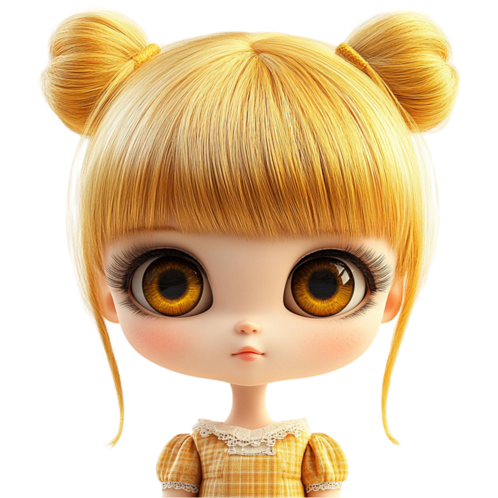 Cute Girl with Pigtails and Big Eyes png
