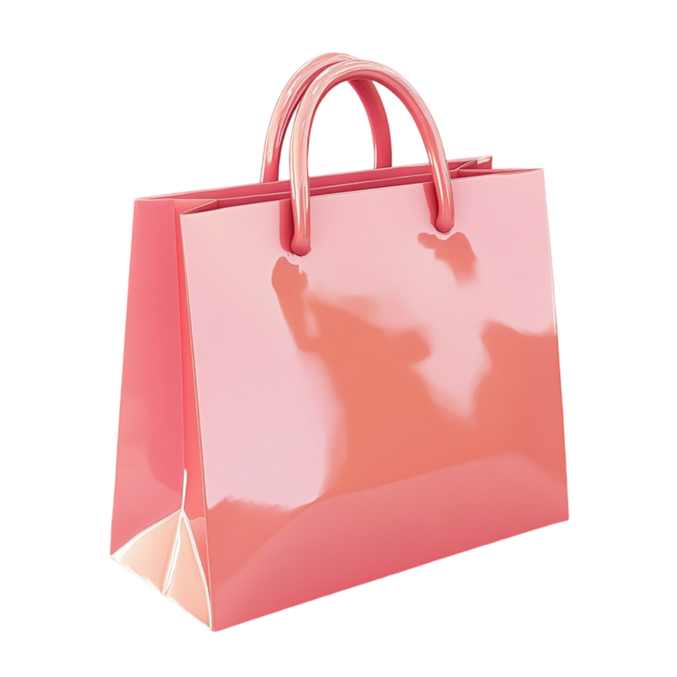 Pink Shopping Bag with Glossy Finish png