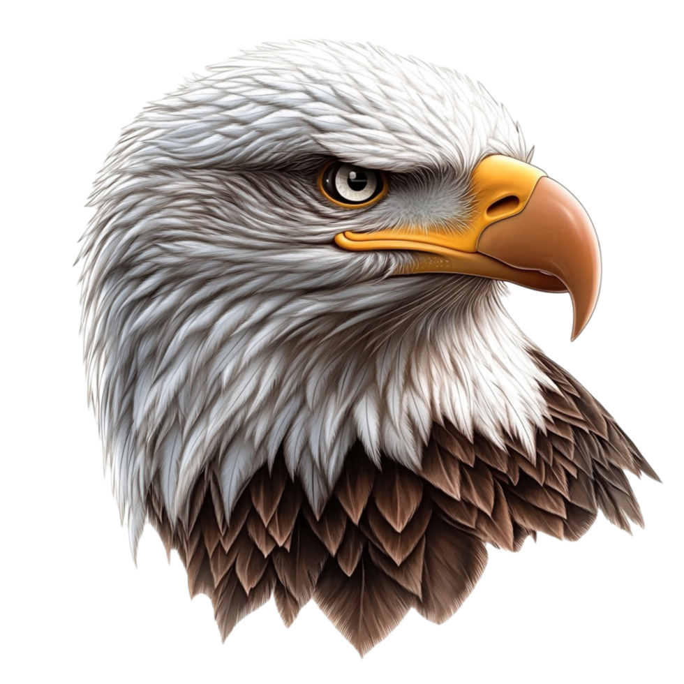 Side Profile of a Majestic Bald Eagle png