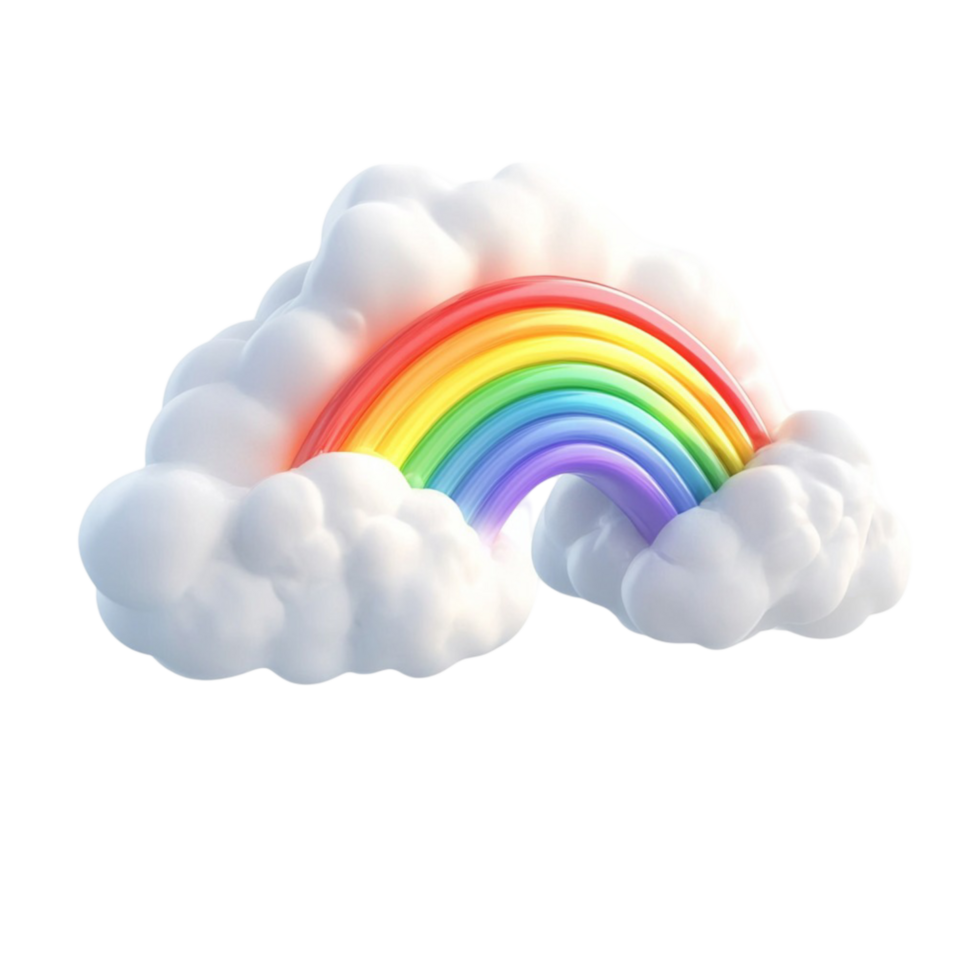 Floating Rainbow on White Clouds png