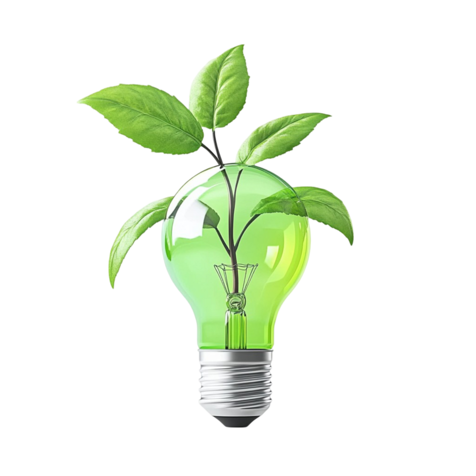 Fresh Green Leaves in Lightbulb png